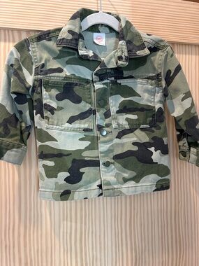 wonder nation Green Camo Button-Front Kids Jacket